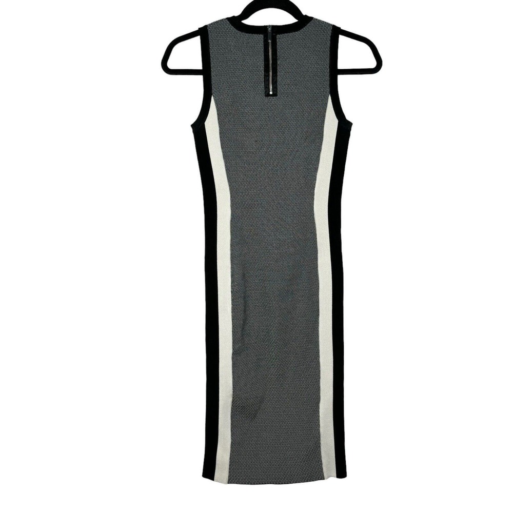 Karen Millen XS Sleeveless Expo Zip Long Bodycon Wiggle Pencil Side Stripe Dress - Picture 7 of 14
